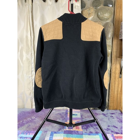 Lauren Ralph Lauren Women Large Black Equestrian Cardigan Faux Suede Patch - Picture 4 of 8